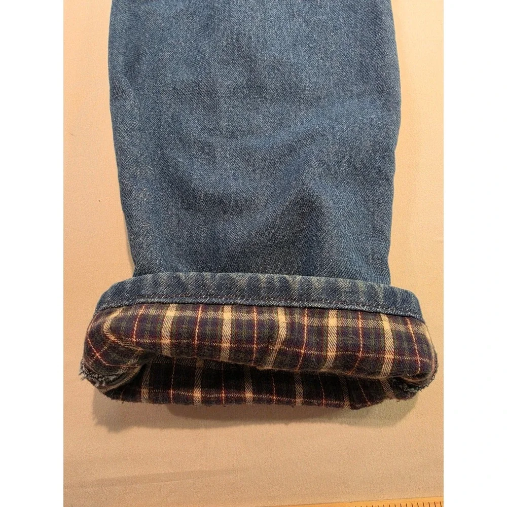 LL Bean Double L Relaxed Fit Flannel Lined Jeans Mens 35x30 Medium Wash Blue